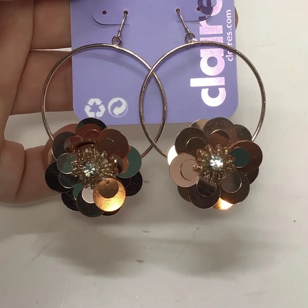 (3) Claire’s Fashion Boho Dangle Hoop Earrings- L5